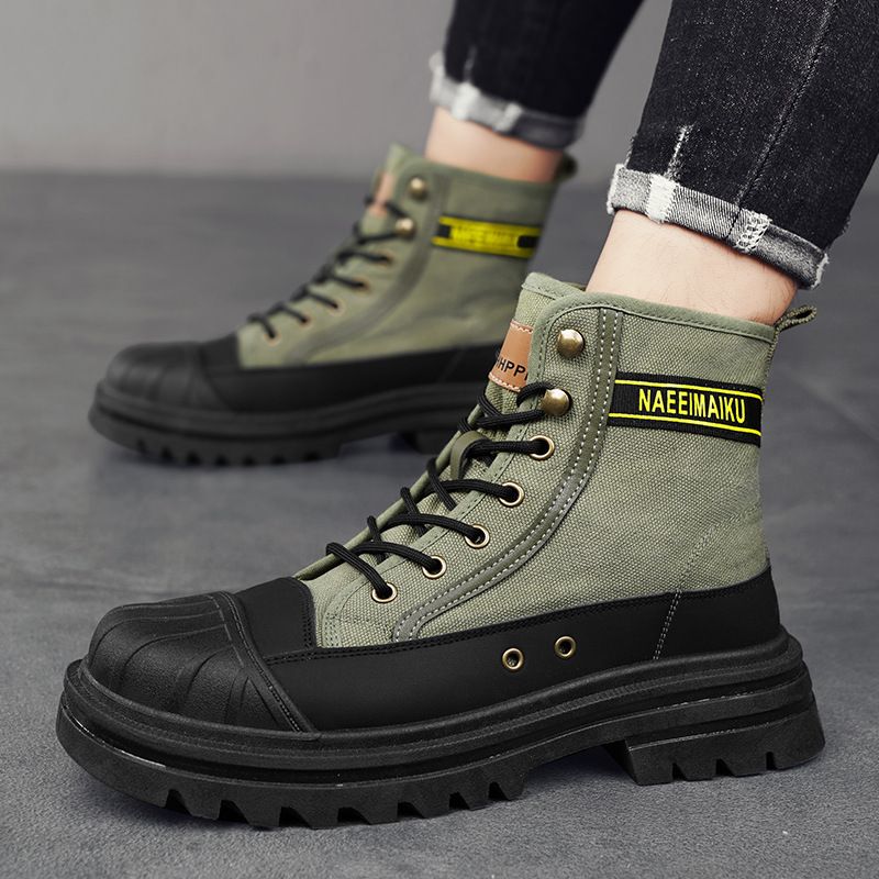 Martin High Top Herbst neue dicke Unterseite Canvas lässige Sportstiefel Herren Arbeitskleidung All Match Motorrad kurze_voghion.com