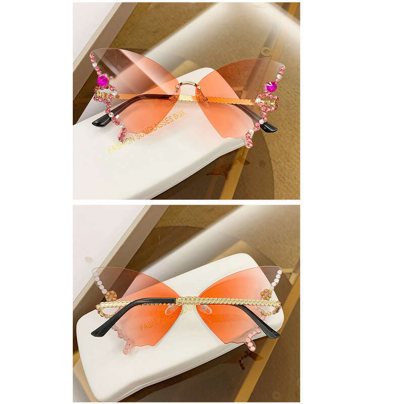 Butterfly Shaped Diamond Frameless Sunglasses For Women Fashion_voghion.com