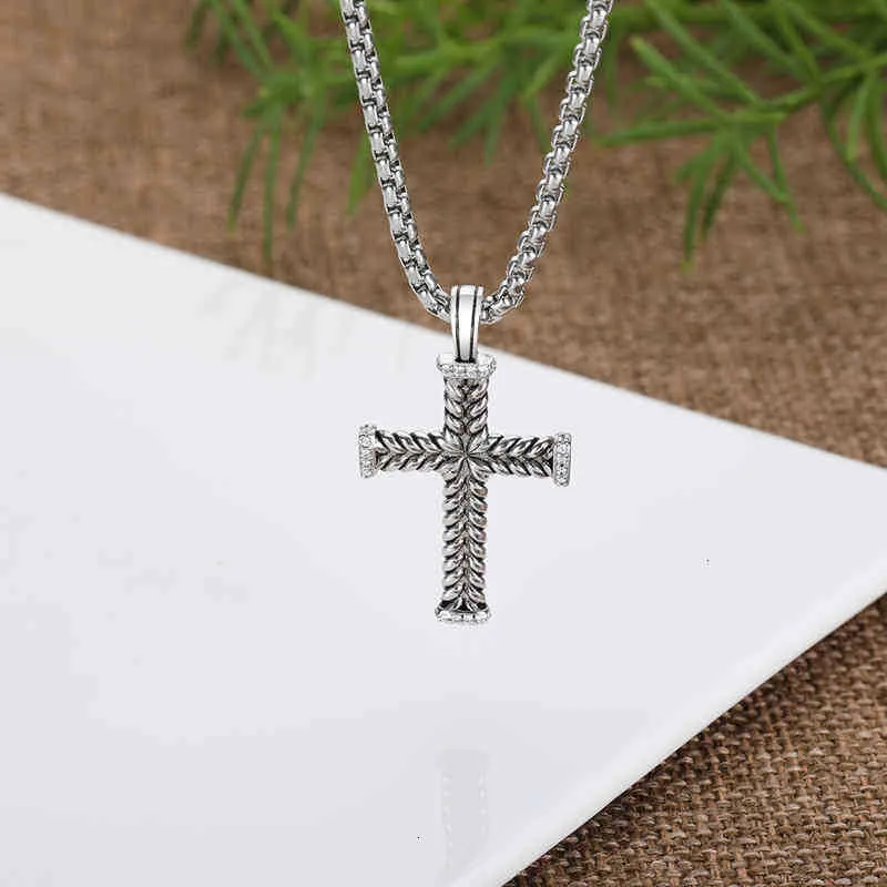 Cadenas de cable trenzado, joyería, collares colgantes para mujer, moda para hombre, collar de cruz de diamantes, joyería de alta calidad, estilo punk, 3 mm_voghion.com