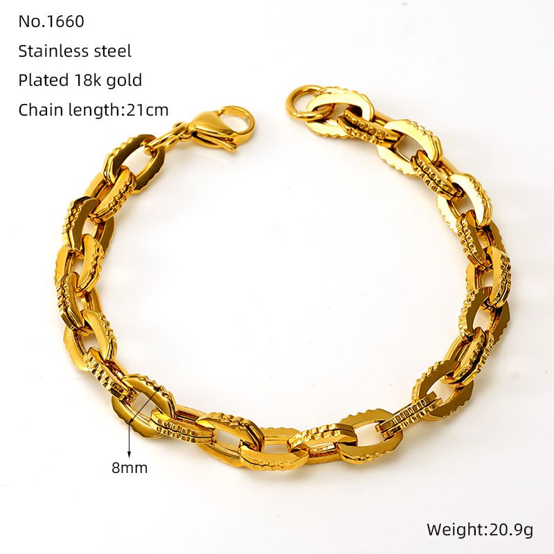 Eenvoudige stijl effen kleur 304 roestvrijstalen armbanden in bulk_voghion.com