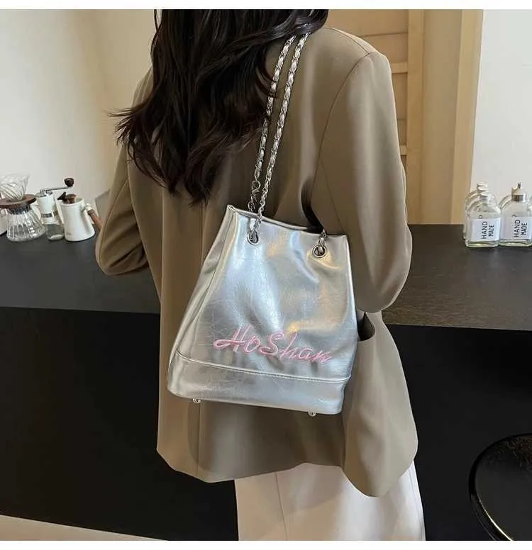 Damen Bucket Bag Aus Kunstleder Geräumige Schultertasche_voghion.com