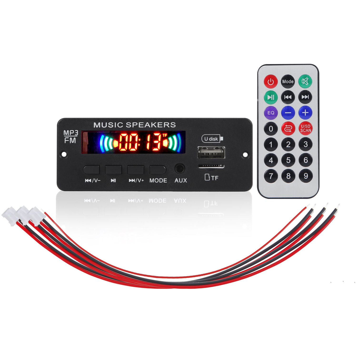 DC 5V/12V Bluetooth MP3 WMA Decoder Board Audio Module USB TF Radio Wireless FM Receiver MP3 Player 2 x 3W Amplifier For Car_voghion.com