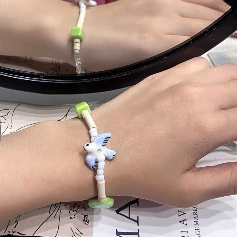 Braccialetti con perline Love Square Splicing per coppie e fidanzate, perline in ceramica, braccialetti con rondini portafortuna, design di nicchia,_voghion.com