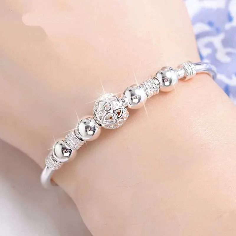 Beaded Bangle Bracelet For Women Sterling Silver Wedding Jewellery_voghion.com
