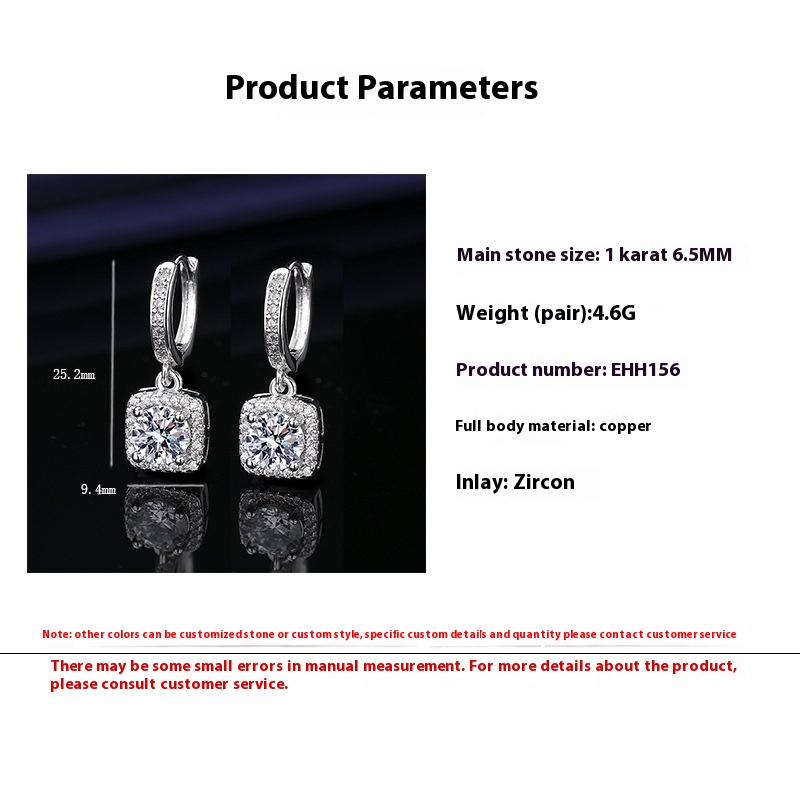 Live streaming hot selling fashion trendy princess square bag, one carat  Mosang stone silver women's zircon_voghion.com