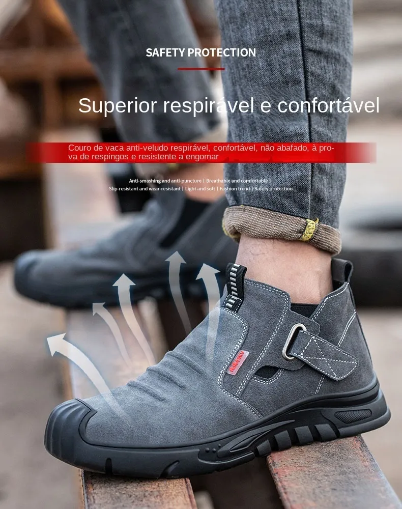 Chaussures de sécurité pour hommes, en cuir de vache, avec tête composite, anti-clou et antistatique, pour le soudage 241205_voghion.com