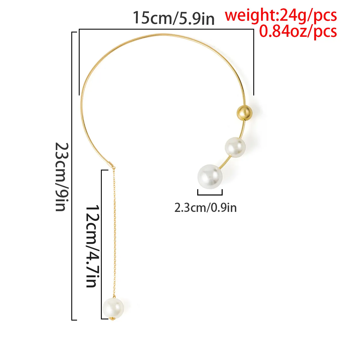 Colliers pendentifs au design exagéré, collier à boules de perles pour femmes, cerceau de perles en métal géométrique, bijoux ouverts vintage_voghion.com