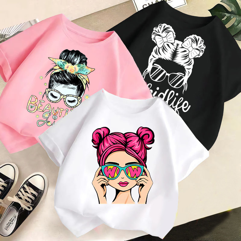 Kid's Clothing children's clothing 2024 new summer children's short sleeved T shirts for boys and girls casual tops girls fashionable summer clothes