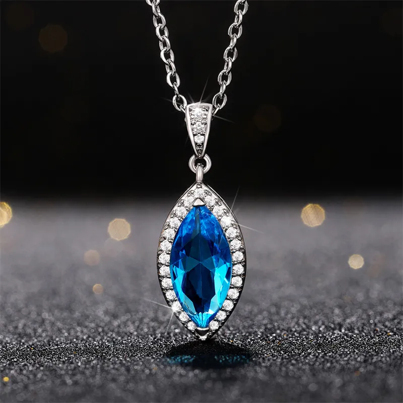 Collier pendentif marquise zirconia bleu ciel pour femme_voghion.com
