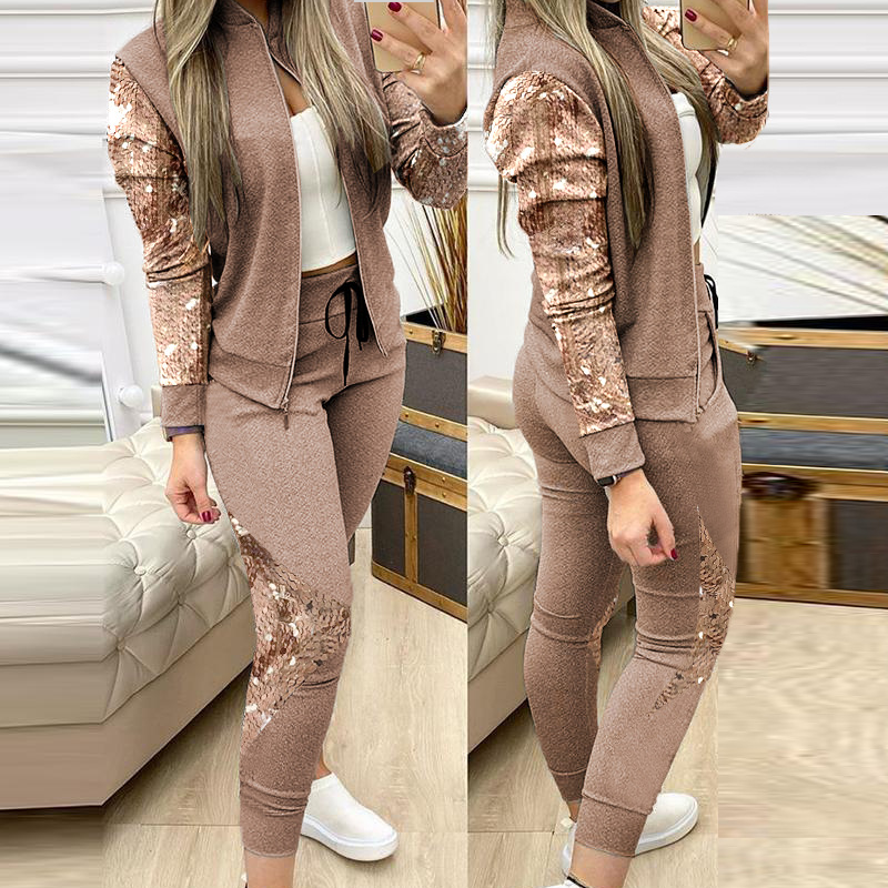 Women's Clothing sequined stitching suit