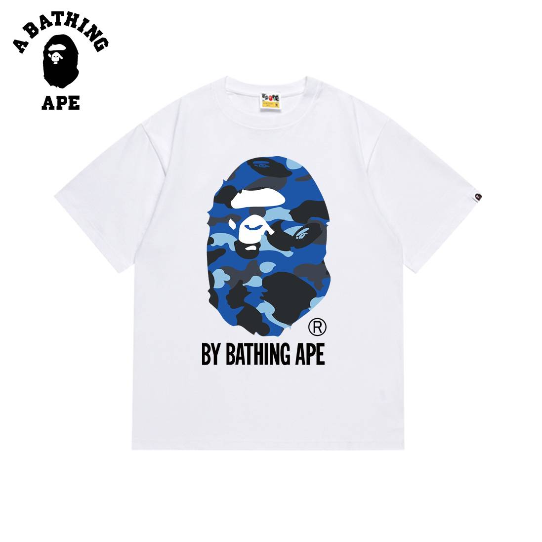A BATHING APE BAPE-Multi Colored Monkey Head Pattern Printed Short Sleeved T-shirt Made Of Pure Cotton Fabric