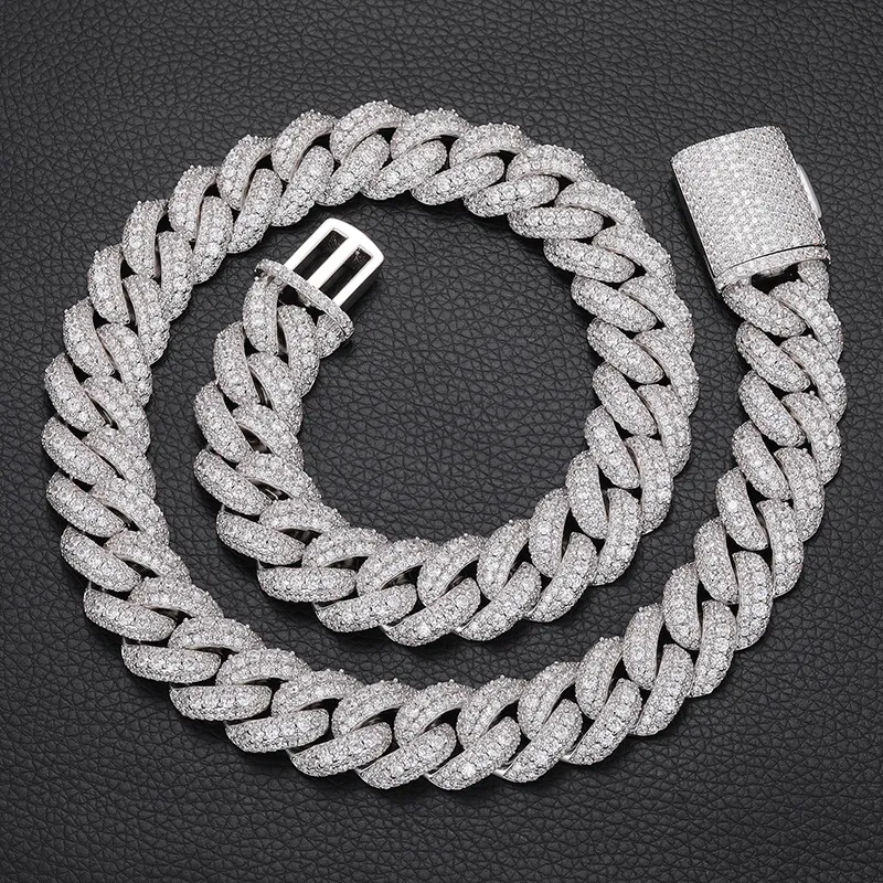 Collana di gioielli in zircone 5A ghiacciata, bracciale da uomo, catena a maglie cubane in rame, larghezza 18 mm_voghion.com
