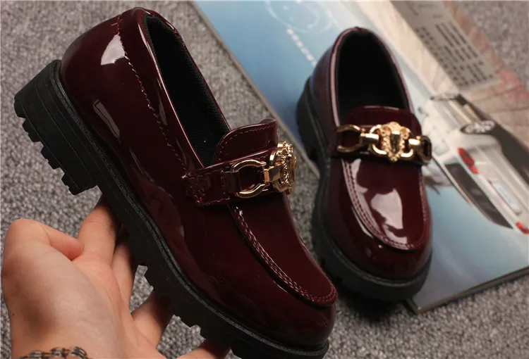 Mocassini da infilare in pelle verniciata per bambini, stile britannico, per bambine e ragazzi, taglie di scarpe da esibizione per studenti_voghion.com