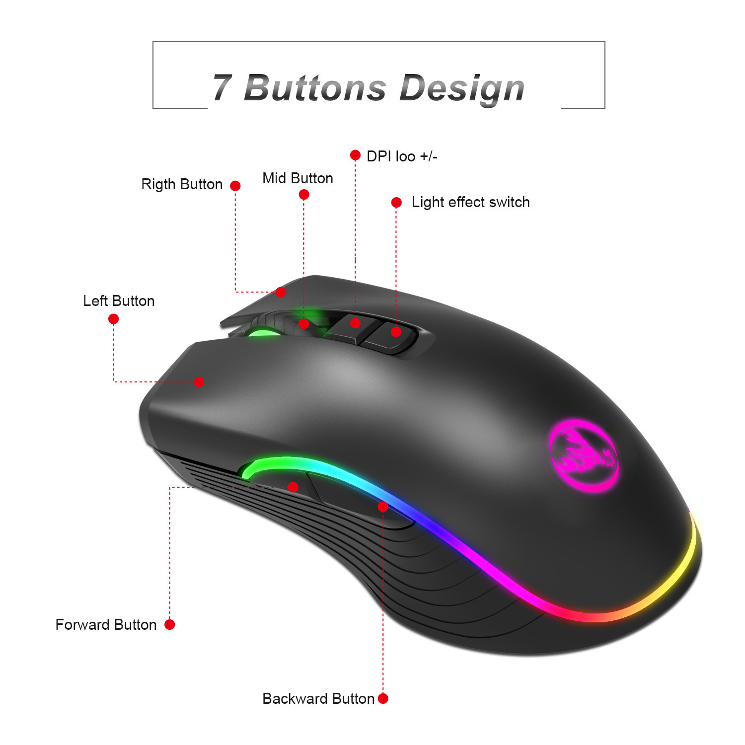 T26 2.4G RGB glowing wireless TYPE-C rechargeable interface seven button gaming mouse hot selling_voghion.com