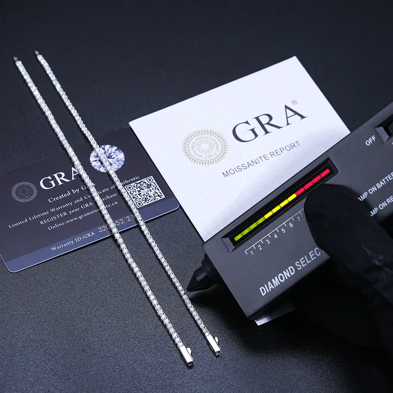 Dropshipping Pulsera 2mm 2,5mm Sterling Sier Pass Diamo Test VVS Moissanite tenisový náramek pro ženy a dívky_voghion.com