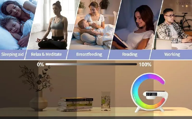 Mini Multifunction Wireless Charger Pad Stand Speaker TF RGB Night Light Fast Charging Station For IPhone Samsung Xiaomi_voghion.com