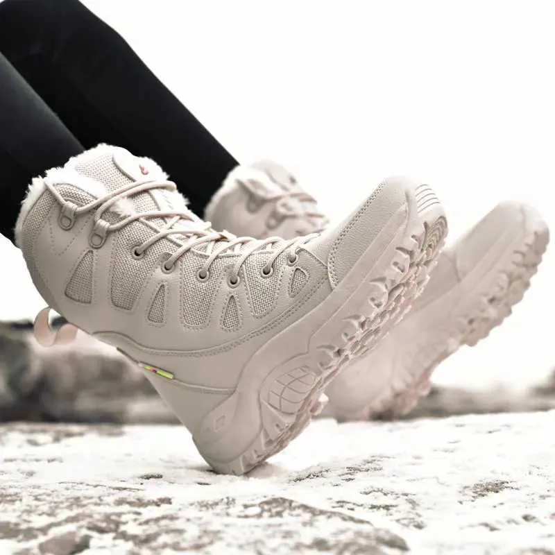 Stiefel Damen Schneestiefel Herren Plateaustiefel rutschfeste Winterpelz warme Schuhe wasserdichte Knöchelstiefel High Heels Größen 36-46 Paar T240906_voghion.com