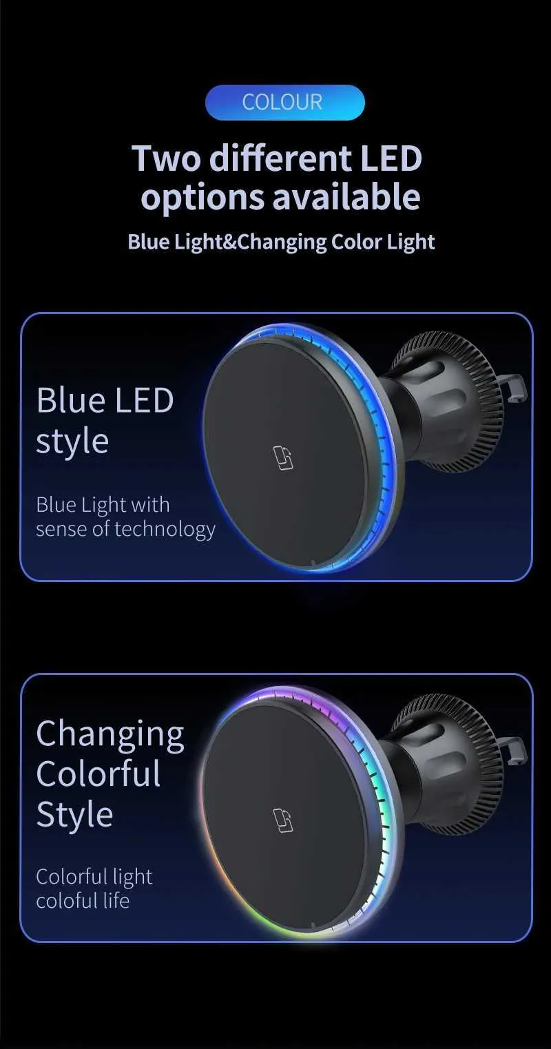 RGB Drahtlose Ladegerät Geeignet Für IPhone 12 13 15 Pro Max Mini Magnetische Auto Telefon Stand Halterung Installation Schnell_voghion.com