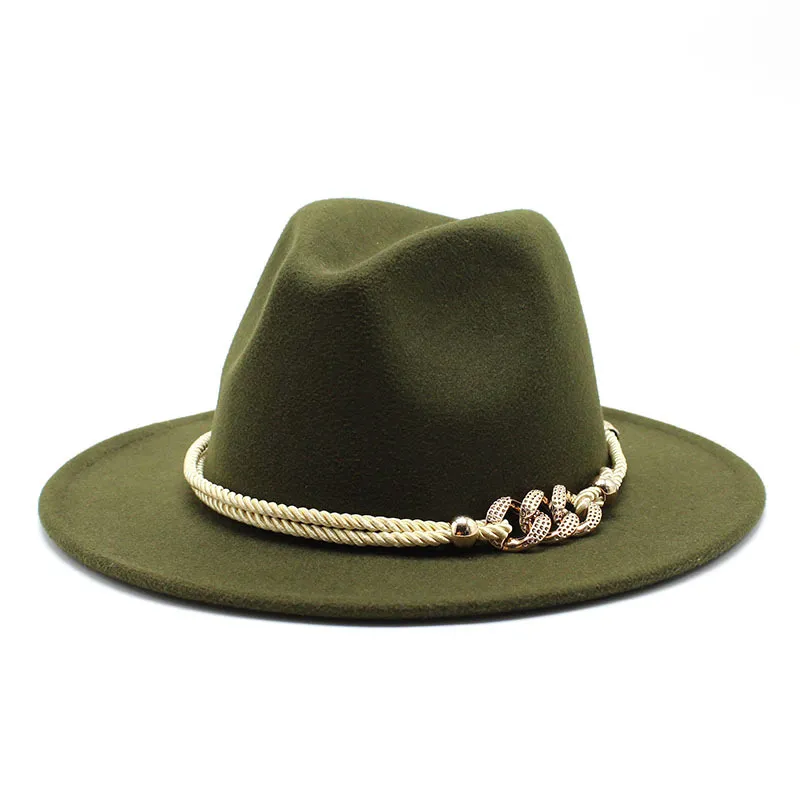 Blackwhite Wide Brim Simple Top Panama Solid Felt Fedoras Hat for Men W_voghion.com
