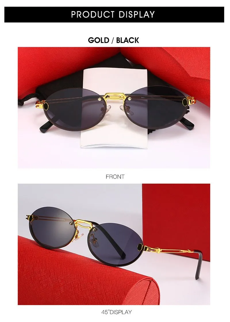 Trendy Oval Metall Vollrahmen Sonnenbrille Mode Ins Net Rot Gleiche Männer Frauen Freizeit Tourismus Fahrer Anti UV Designer_voghion.com