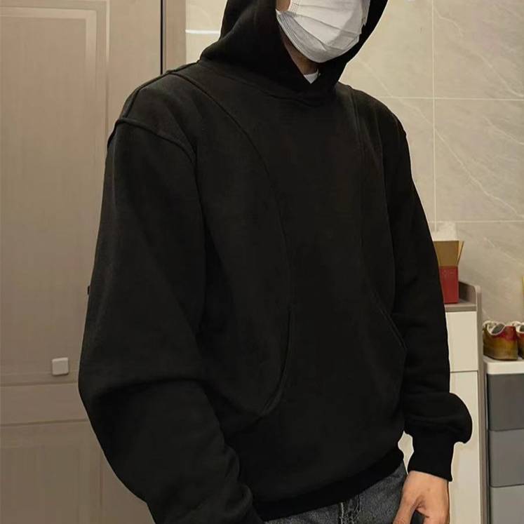 Sweat à capuche oversize unisexe avec panneaux déstructurés_voghion.com
