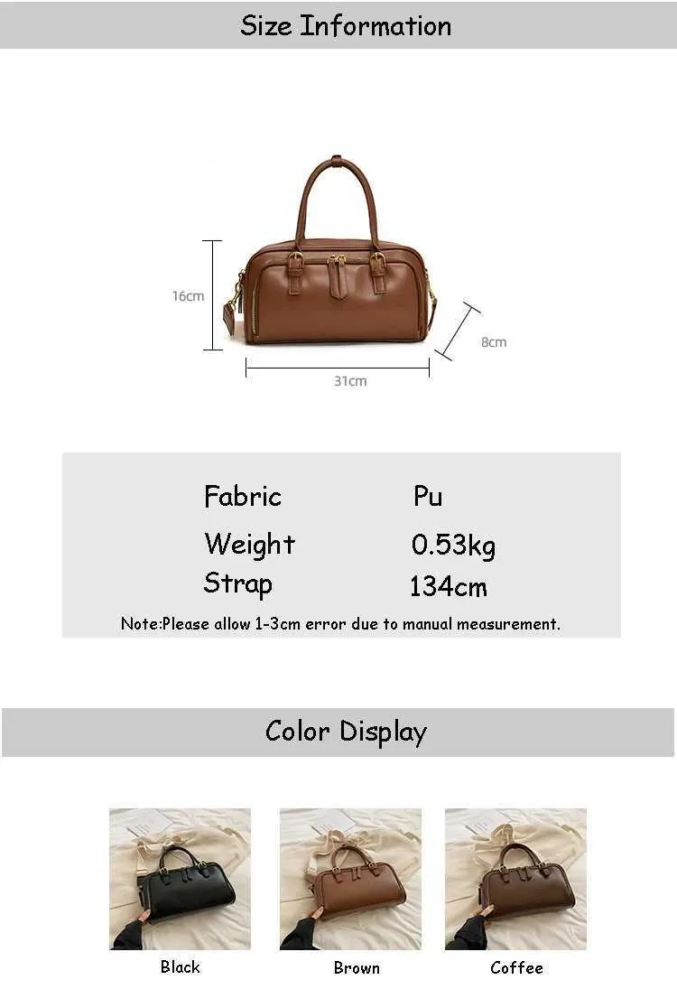 Vintage Handbags for Women Solid Pu Leather s Large Capacity Female Commute Wide Strap Crossbody Packs 2024 NewC241212_voghion.com