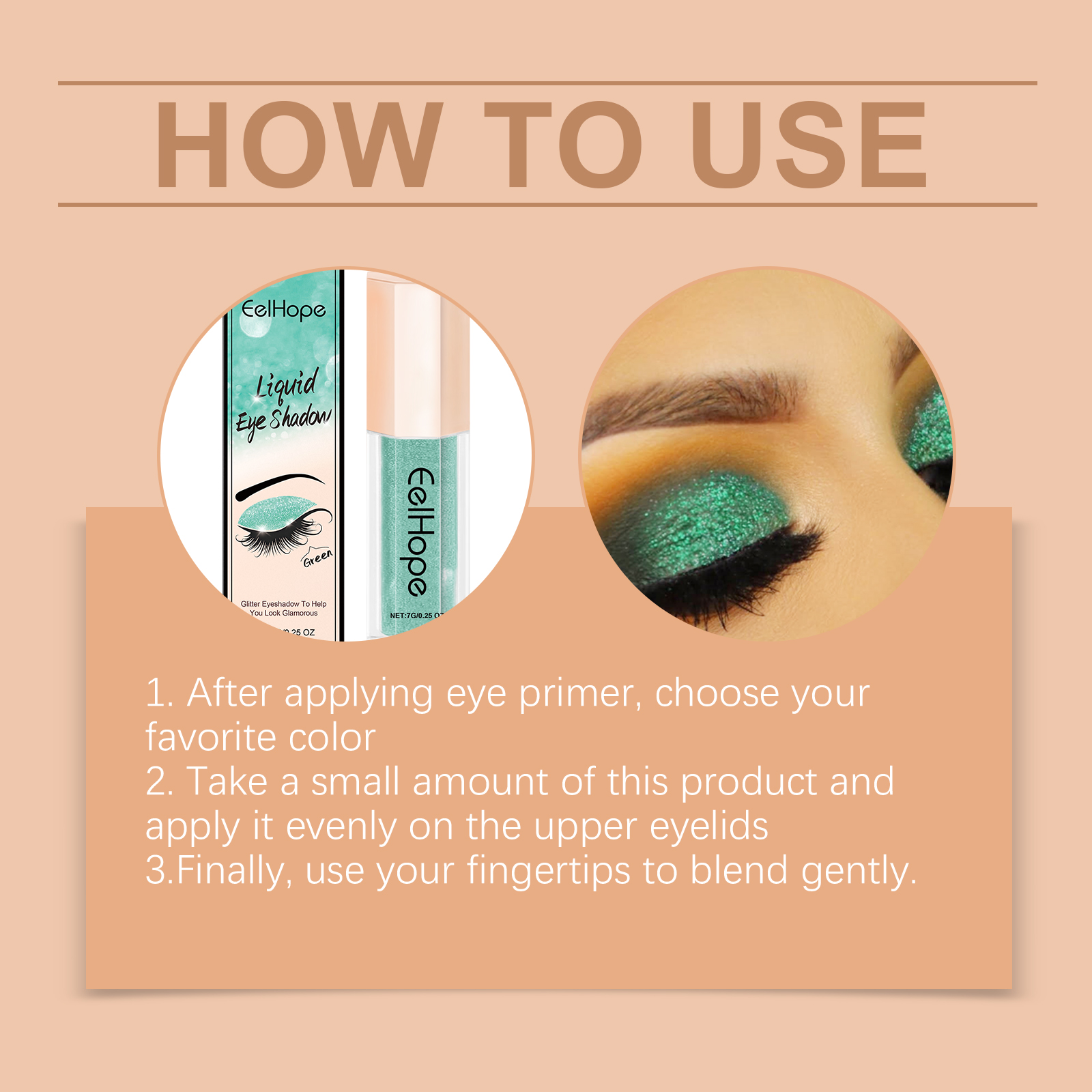 Eelhope Flydende Glitter Øjenskygge Langtidsholdbar Shimmer Højglans Let Blend Daglig Brug Øjenmakeup_voghion.com