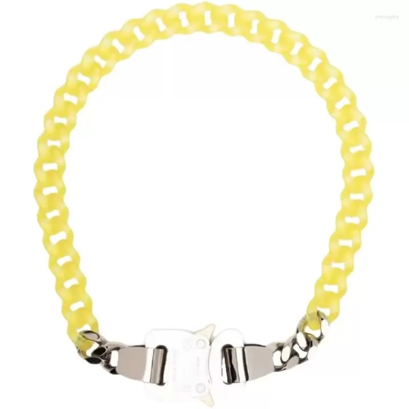 Ķēdes 1017 ALYX 9SM Krāsa PVC Caurspīdīga Kubas Ķēdes Metāla Lock Kaklarota Eiropas un Amerikas vienkāršās modes hiphops_voghion.com