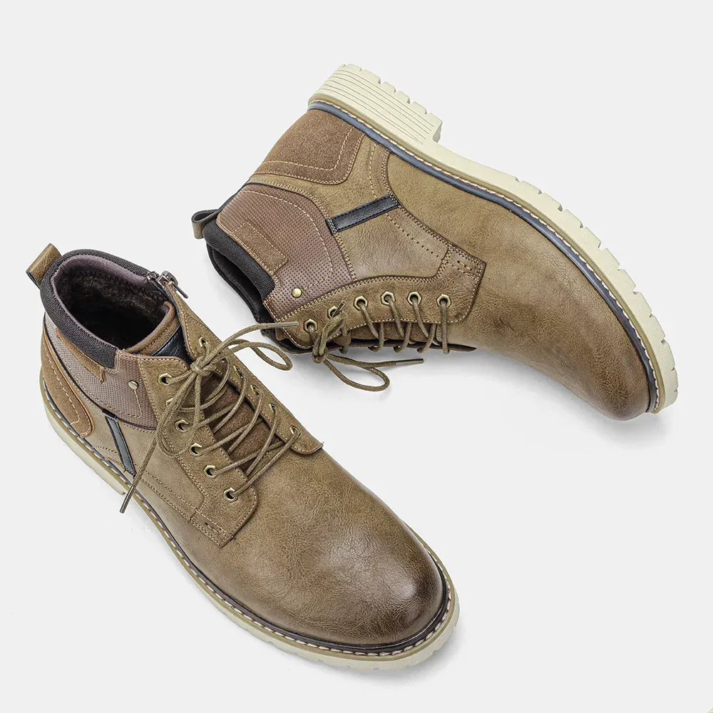 Men's Shoes Warm Comfortable Non-Slip Leather Men Winter Boots 2024_voghion.com