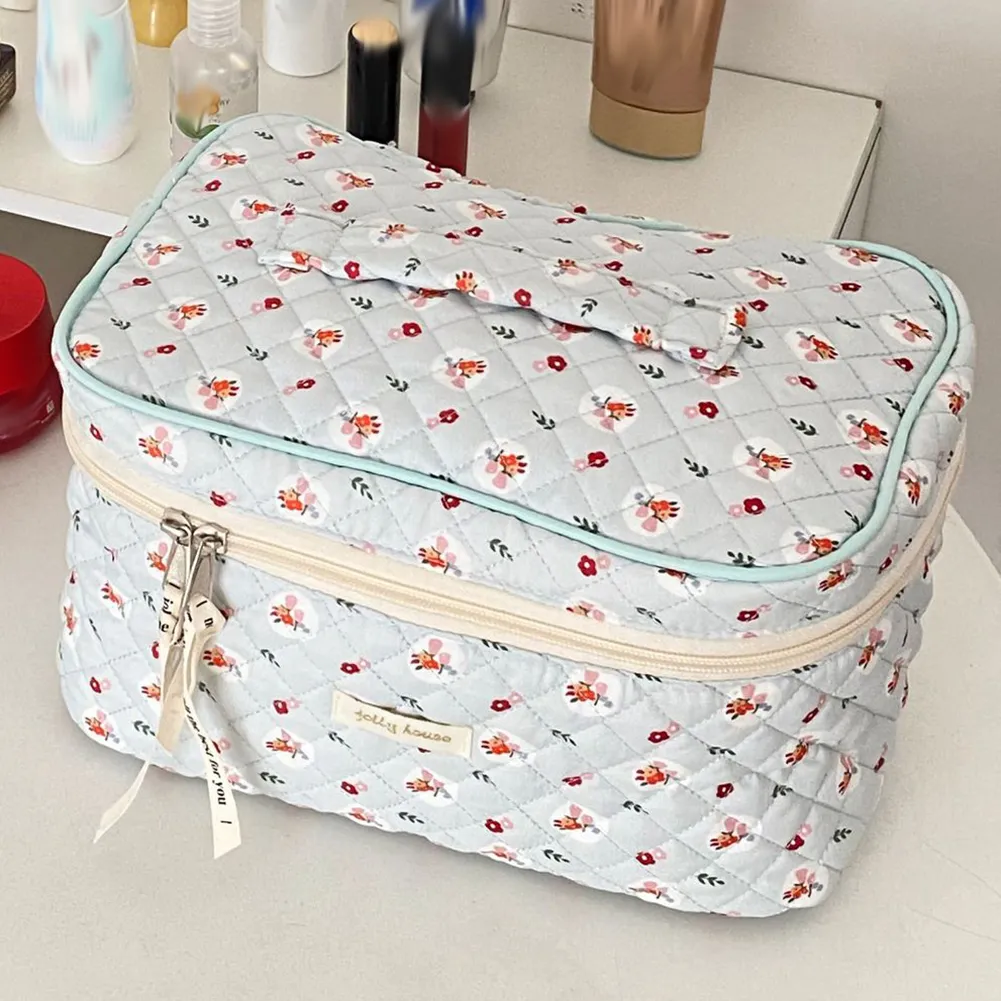 Cosmetic Bag Large Capacity Cute Print Make Up Pouch Portable Casual Multi-function Quilted Rhombus Fashion For Weekend_voghion.com