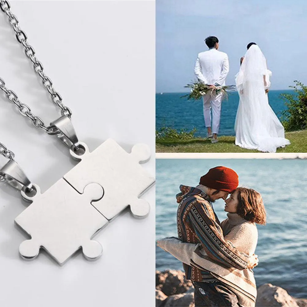 Couple Puzzle Pendant Necklaces Steel Chains For Couples Jewelry_voghion.com