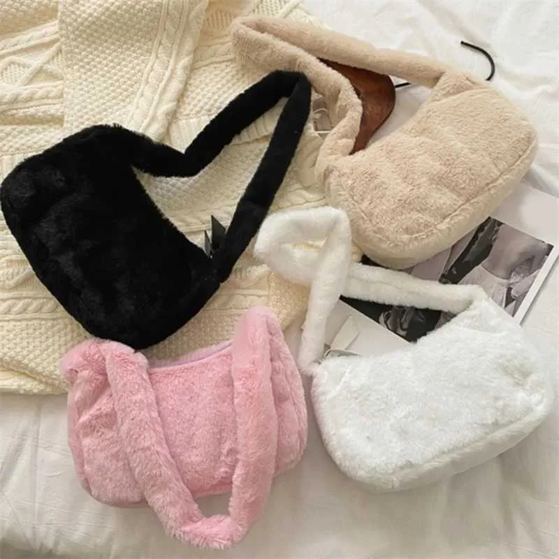 Plush suitable for women designers soft winter ladies shoulder cute Fi womens party gerie bag Y241025_voghion.com