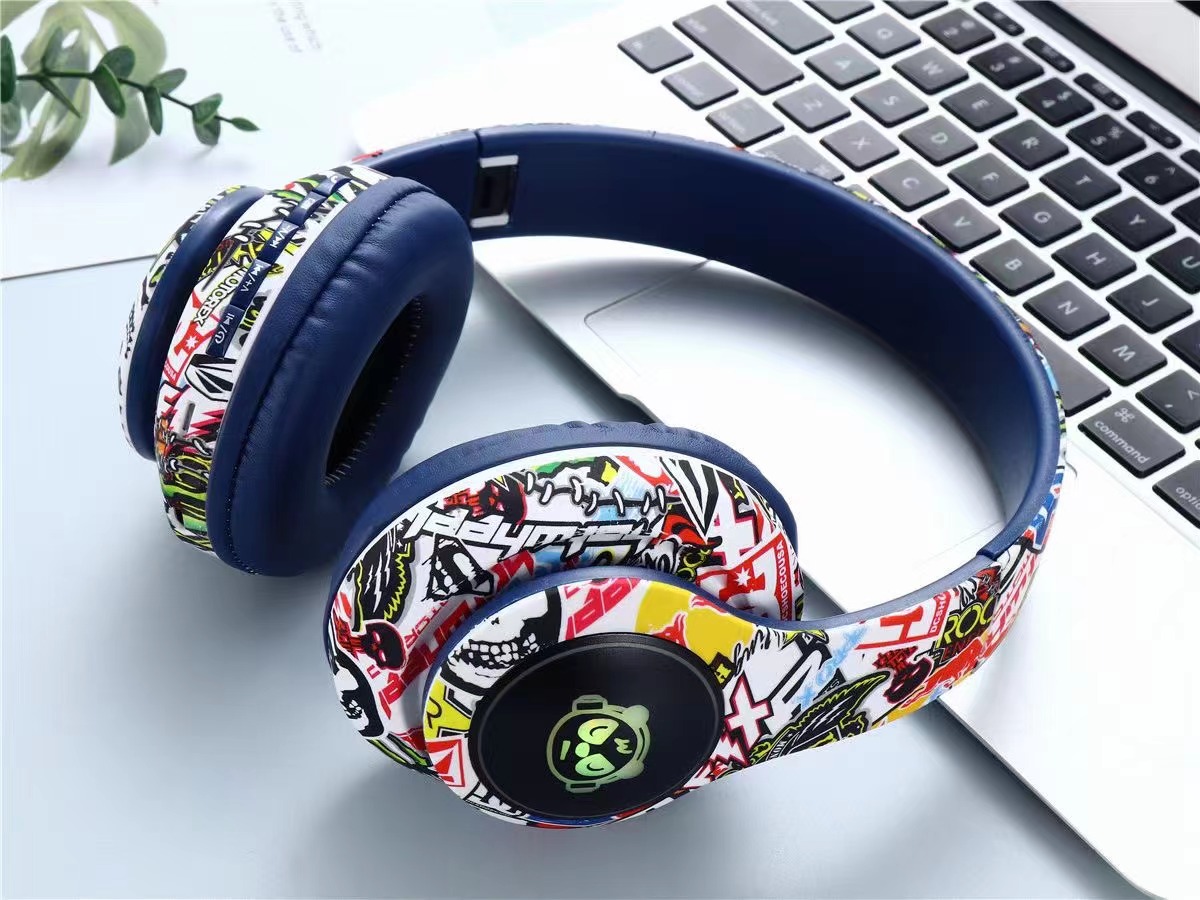 Cuffie auricolari Bluetooth XX-1102 Graffiti economiche Cuffie over-ear Cuffie da gioco per PC wireless_voghion.com