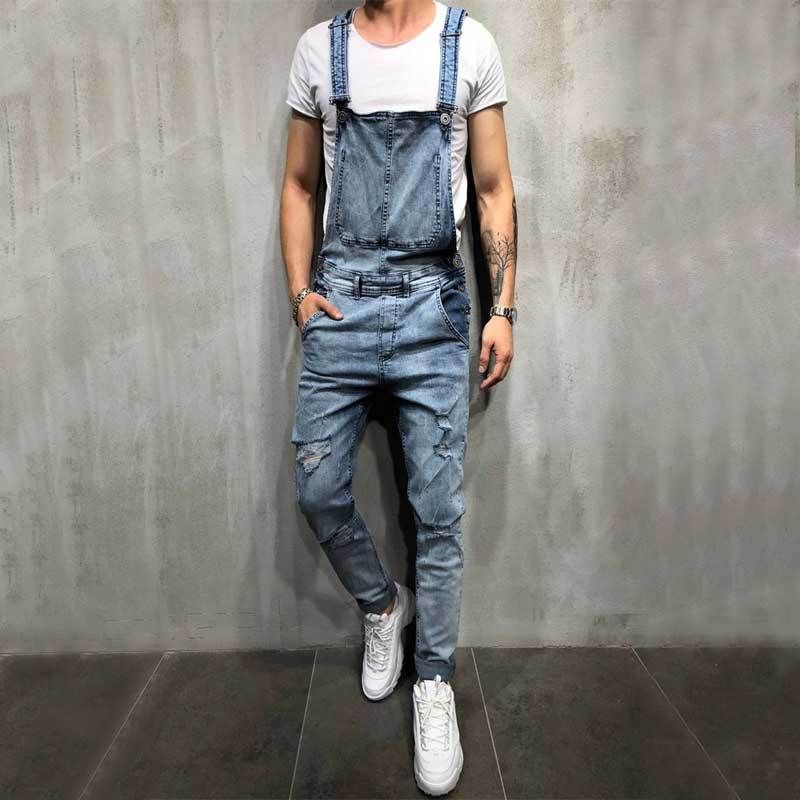 Men's jeans men's denim ripped Plus size new suspenders_voghion.com