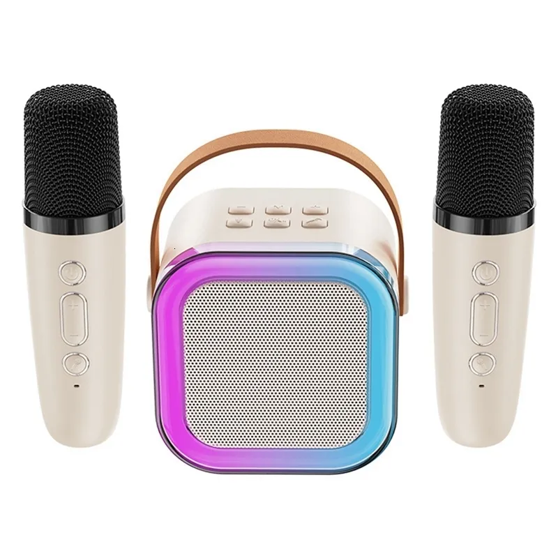 Microphones Mini Outdoor Karaoke Bluetooth Speaker Portable With Wireless Microphone Card Subwoofer High Volume_voghion.com