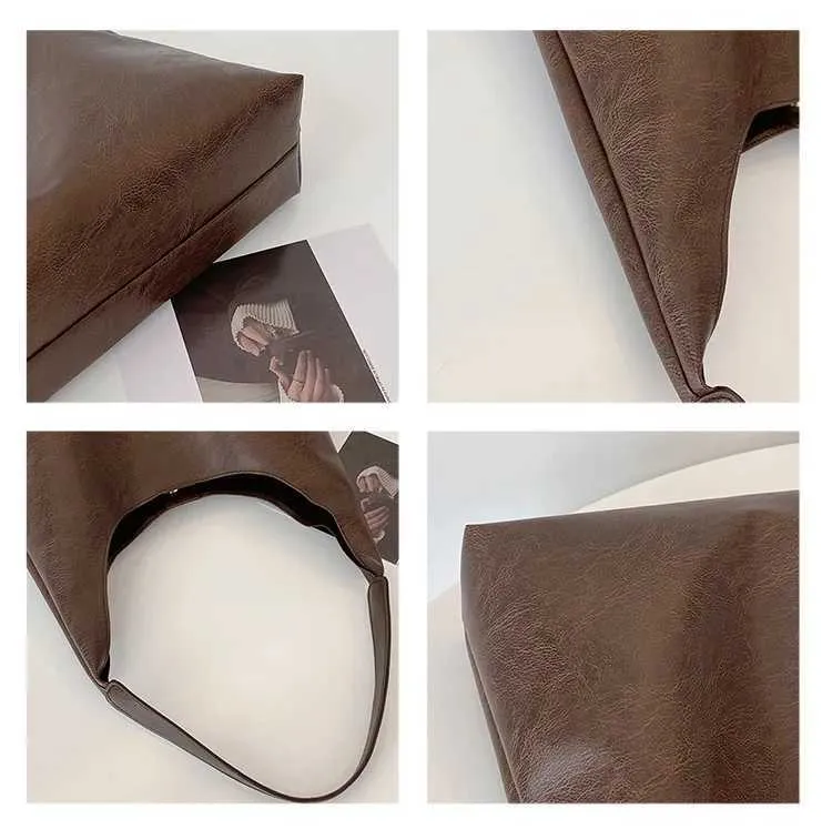 Lightweight PU soft leather large capacity womens shoulder lower arm buckle casual style makeup bag Y241123_voghion.com