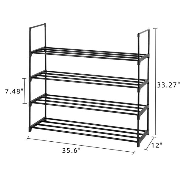 Schuhregal mit 13 Rohren und 4 Ebenen – Platzsparendes, stapelbares Design, für 15 Paar (90 x 30 x 65 cm, Schwarz) – Ideal für Eingangsbereich, Kleiderschrank und Wohnheim_voghion.com