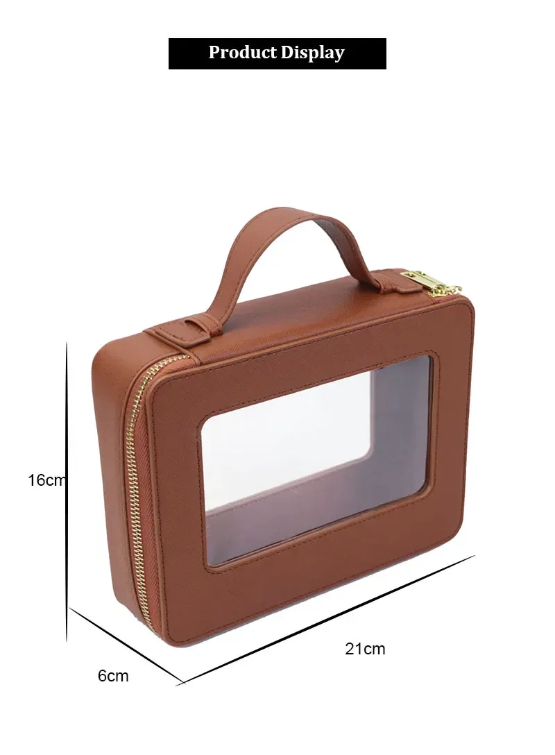 Trousse de toilette personnalisée en cuir véritable, colorée, classique, portable, voyage, transparente, en PVC, cosmétique, TPU_voghion.com