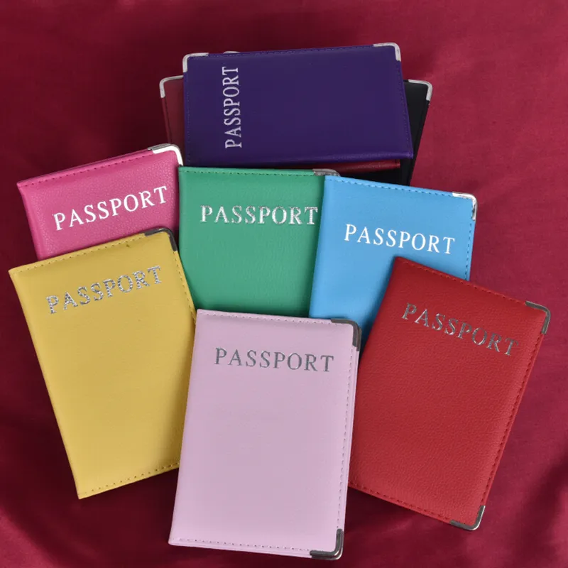 1 peça capas casuais de couro sintético porta-cartão de identidade de viagem capa protetora para passaporte_voghion.com