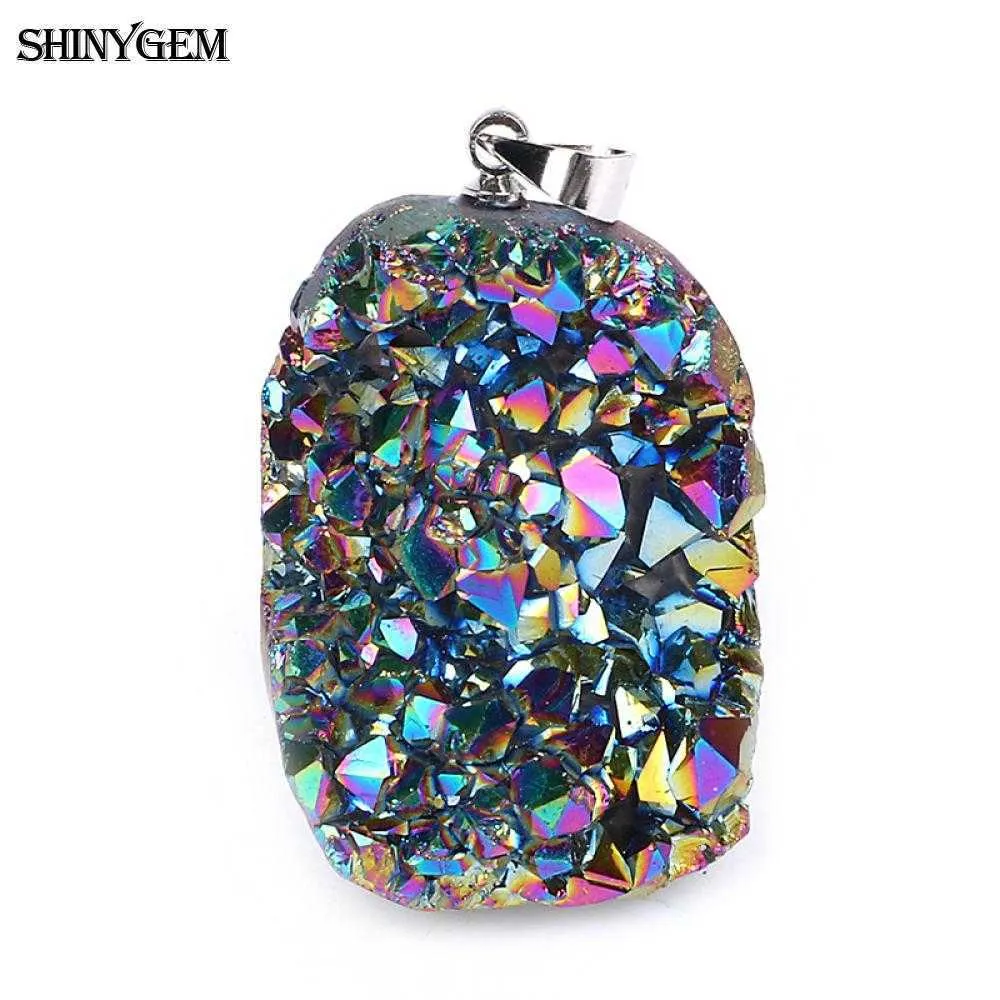 ShinyGem Ciondoli in opale naturale per chakra scintillanti, multicolore, in pietra di cristallo Druzy, per la creazione di gioielli, 5 pezzi_voghion.com