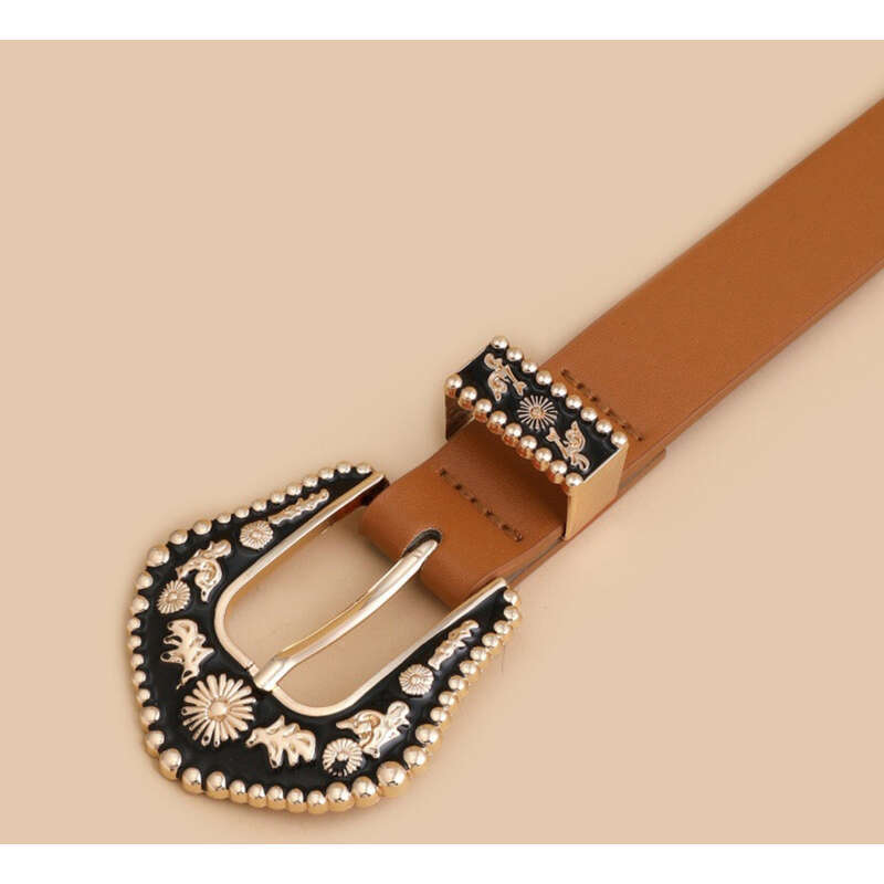 New Women's Needle Buckle Belt Black Decorative Carved Punk Style Jeans With Eye Bags For Women_voghion.com