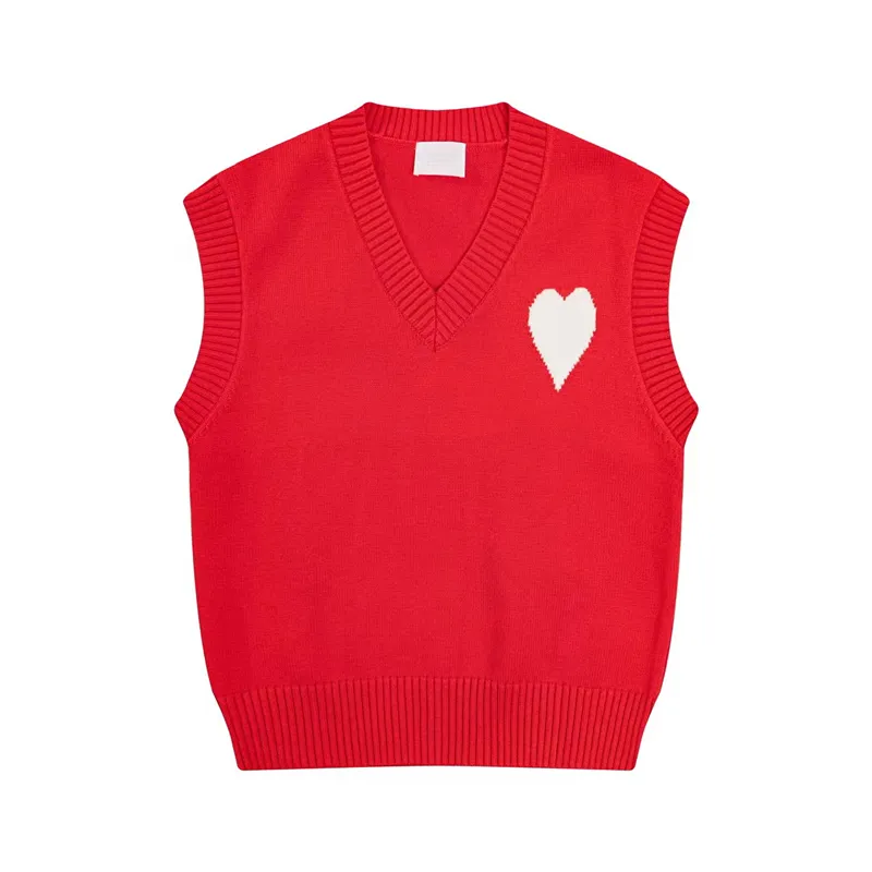 designer sweater tan fashion vest top V neck colorful love letter printing spring autumn college style versatile simple_voghion.com