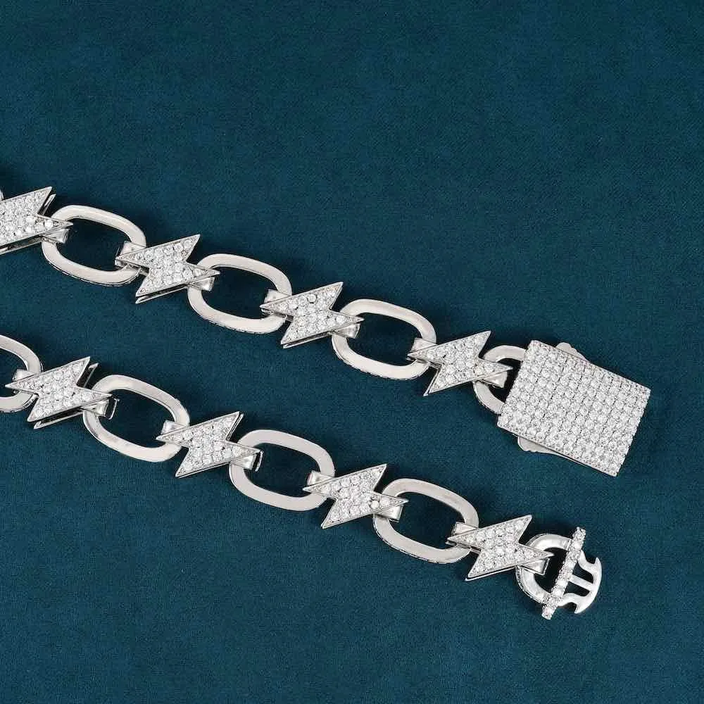 Pass Diamond Tester Hip Hop Sterling Sier GRA Bling Iced Out 12mm VVS Moissanite Lighing Cuban Bolt Link Chain For Men_voghion.com
