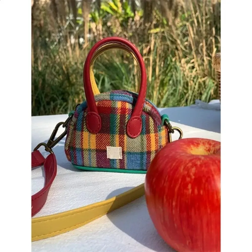 Handtasche, Schultertasche, Umhängetasche, Retro-Plaid-Kopfhörer, kleine Weihnachts-Geldbörse, Geschenk für Mama 240912_voghion.com