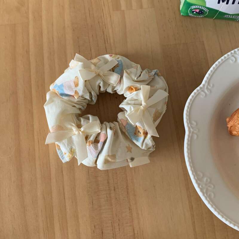 Cute Cookies, Teddy Bear, Bow, Square Ring, Large Intestine Circle, Girl's Heart, Rope, Rubber Band, Handmade Hair_voghion.com