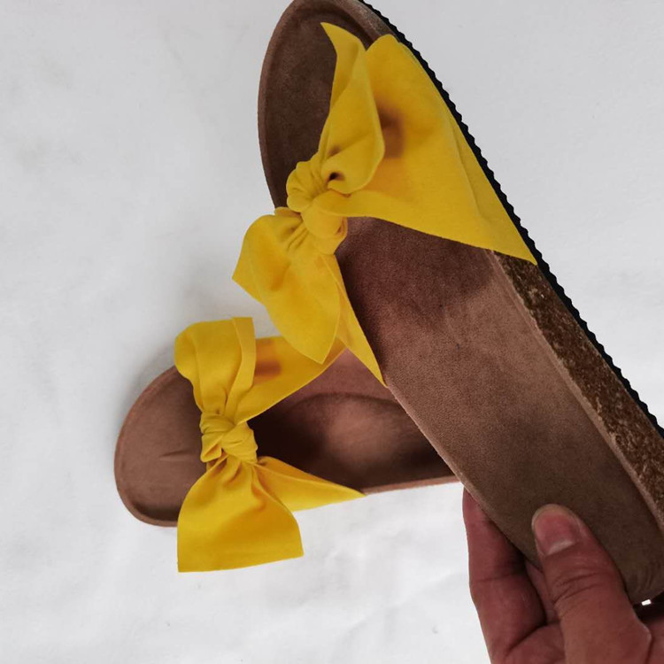 Plus Size Bowknot One-Strap For Women Leopard Print Suede Flat Sandals Slippers_voghion.com