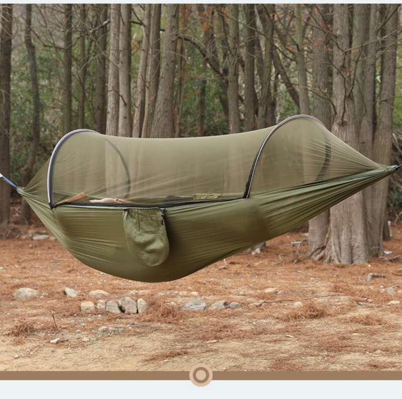 [1296 People's Collection] Outdoor Camping Anti Rollover Nylon Hangmat Met Eenpersoons Dubbele Automatische Snelopening_voghion.com