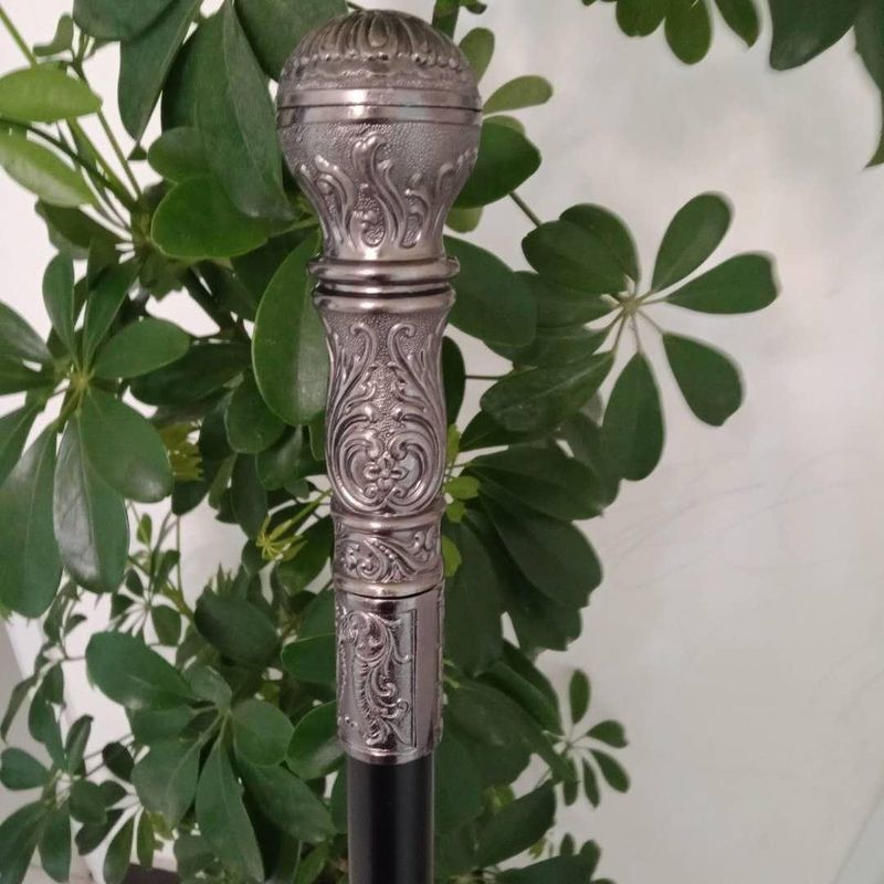93cm Prata Alça Bastão Homem Moda Mulheres Festa Bastão Senhora Elegante Vintage Bengala_voghion.com