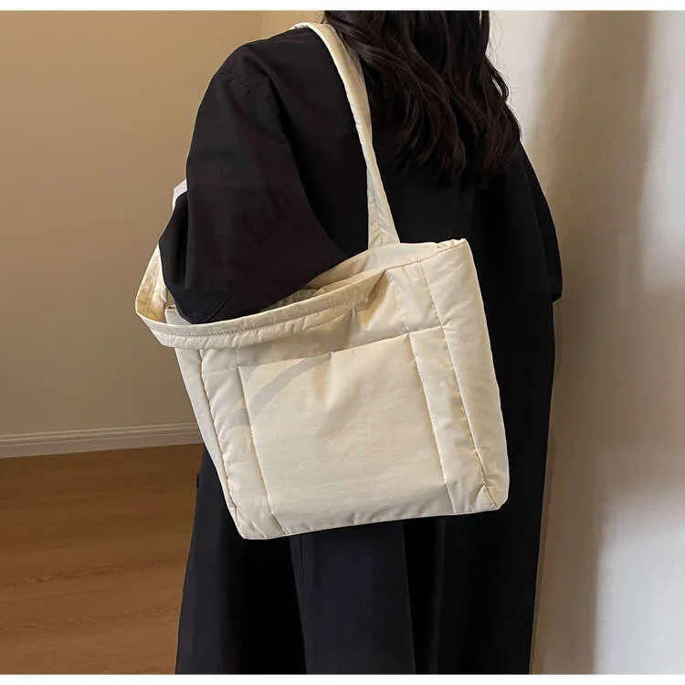 Same Style As Blogger New Cotton Material Tote Bag Women College Students Canvas Bags Nylon Handbag Street Dressing_voghion.com