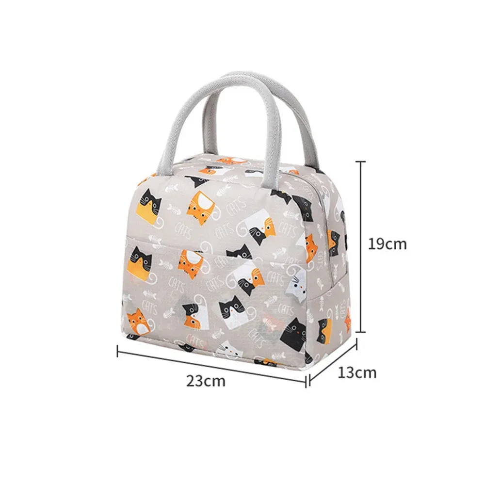 Functional Pattern Cooler Box Portable Insulated Canvas Bag Thermal Food Picnic Lunch Bags For Women Kids_voghion.com
